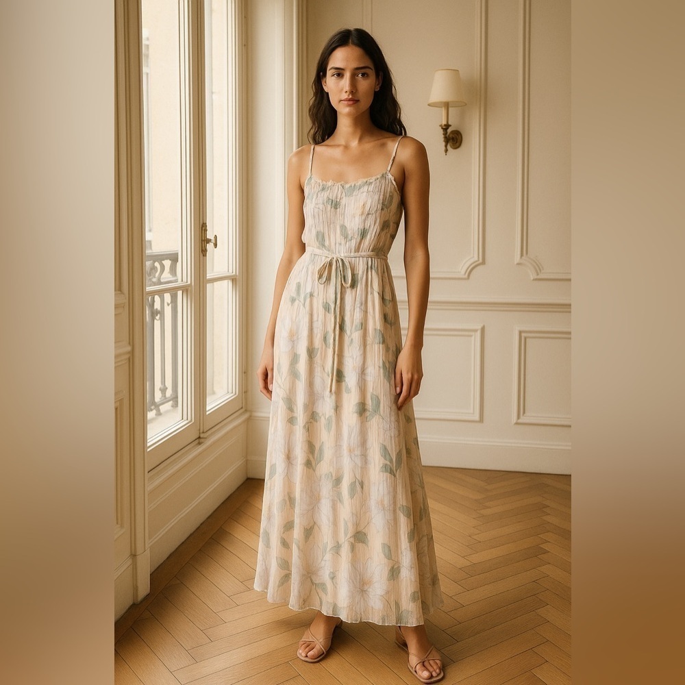 Intermix Jade Midi Dress in Beige